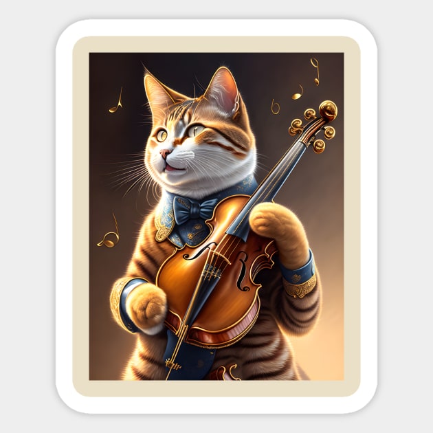 Mr. cat plays the violin Sticker by MarionsArt